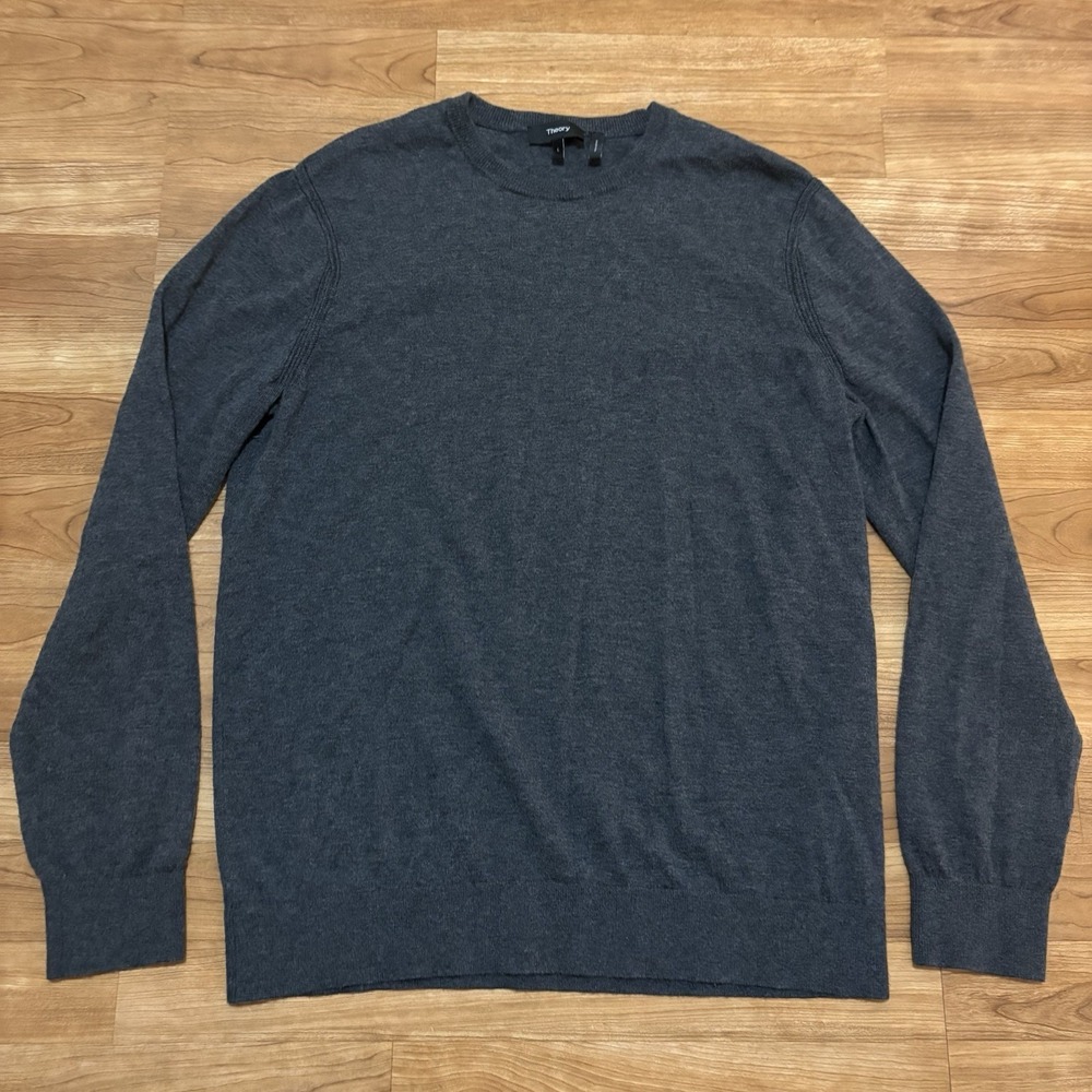 Theory Sweater Mens Large Gray Wool‎ Blend Pullover